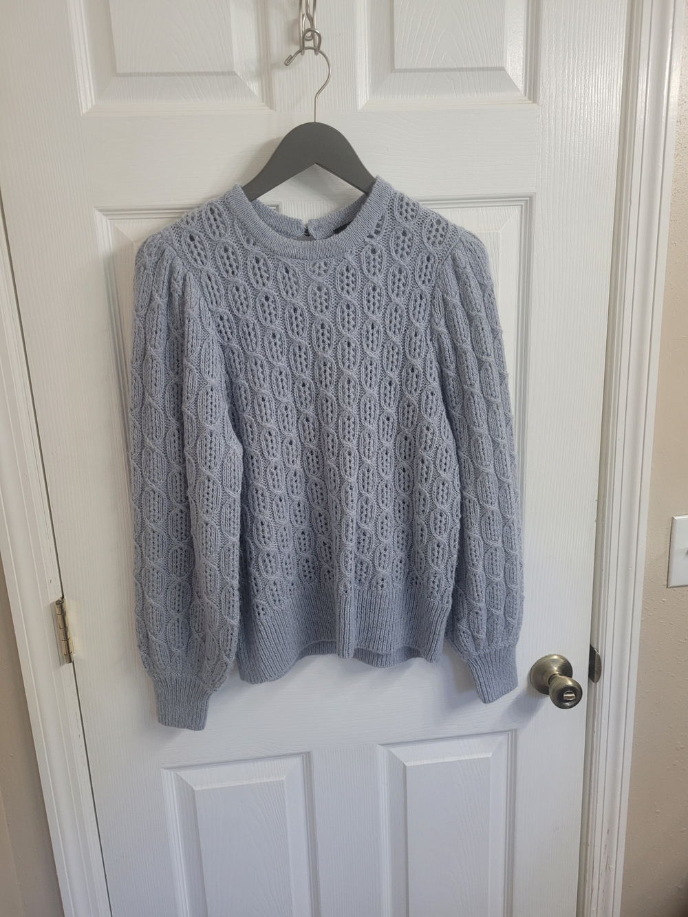 J. Crew Light Blue Cable Knit Crewneck Sweater